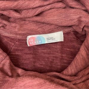 Free People Beach Cocoon CowlNeck Pullover Maroon